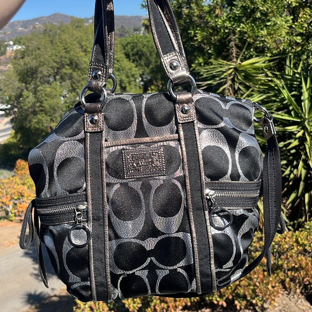 Coach Poppy Women’s Shoulder Bag - Black and Silver - Picture 5 of 5